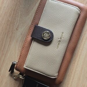 Nanette Lepore Tan and Cream Leather Wallet
